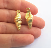 2 Oyster Charms Shell Charm Mussel Charms Sea Ocean Gold Pendant Gold Plated Shell Pendant (27x9mm)  G18029