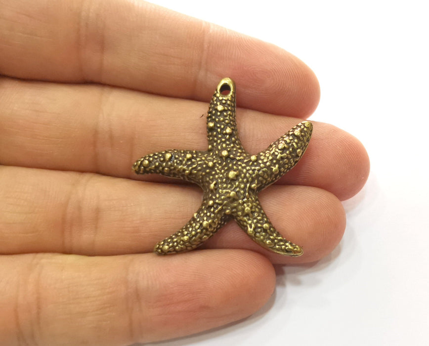 2 Starfish Charms Antique Bronze Plated Charms (37x35mm)  G18534