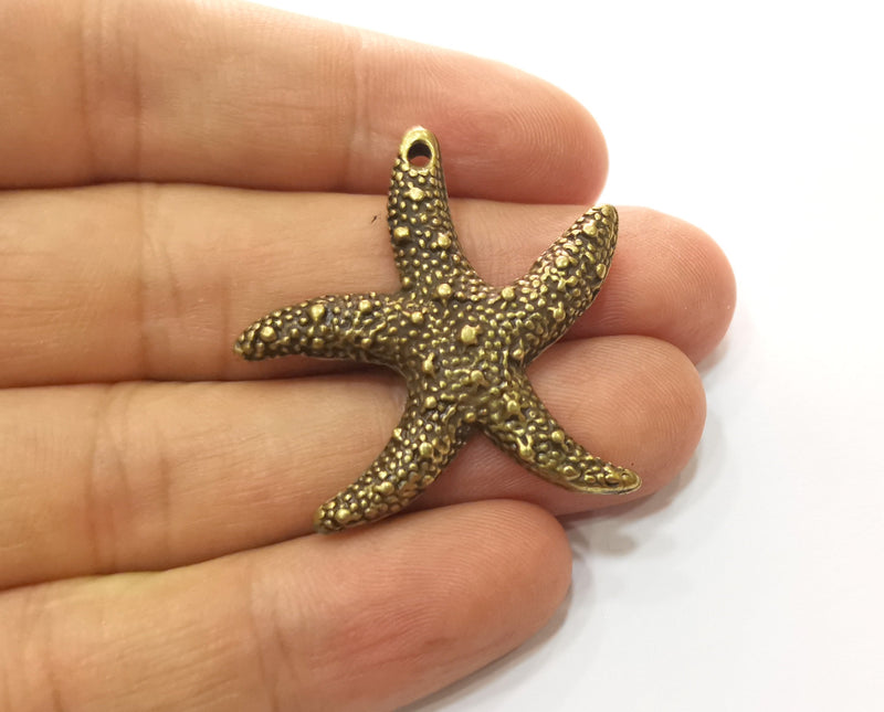 2 Starfish Charms Antique Bronze Plated Charms (37x35mm)  G18534