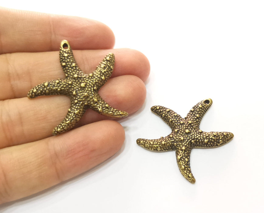 2 Starfish Charms Antique Bronze Plated Charms (37x35mm)  G18534