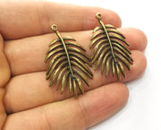 2 Monstera Leaf Charms Antique Bronze Plated Charms (40x24mm)  G18536