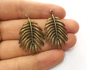 2 Monstera Leaf Charms Antique Bronze Plated Charms (40x24mm)  G18536