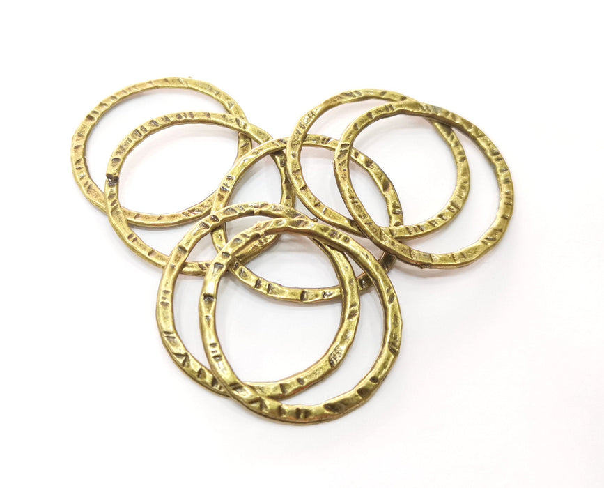 10 Hammered Circle Findings Antique Bronze Plated Circle (30 mm)  G18537