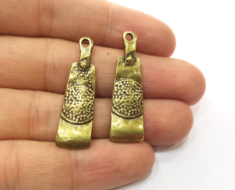 4 Antique Bronze Charms Antique Bronze Plated Charms (37x11mm) G18538