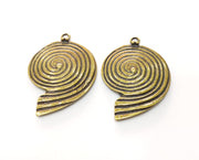 2 Bronze Ammonite Charms Antique Bronze Plated Charms (48x34mm)  G18542