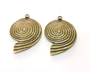 2 Bronze Ammonite Charms Antique Bronze Plated Charms (48x34mm)  G18542