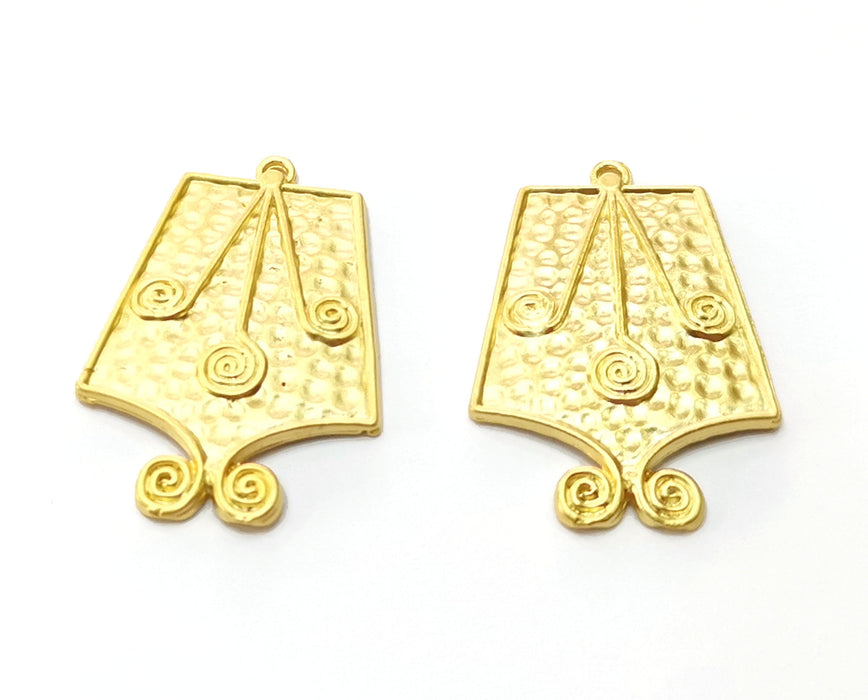 2 Gold Charms Gold Plated Charms  (36x24mm)  G18030