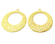 2 Gold Charms Gold Plated Charms  (43x38mm)  G18032