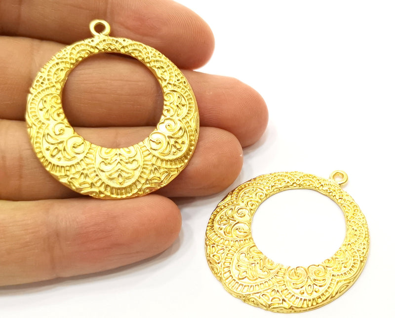2 Gold Charms Gold Plated Charms  (43x38mm)  G18032