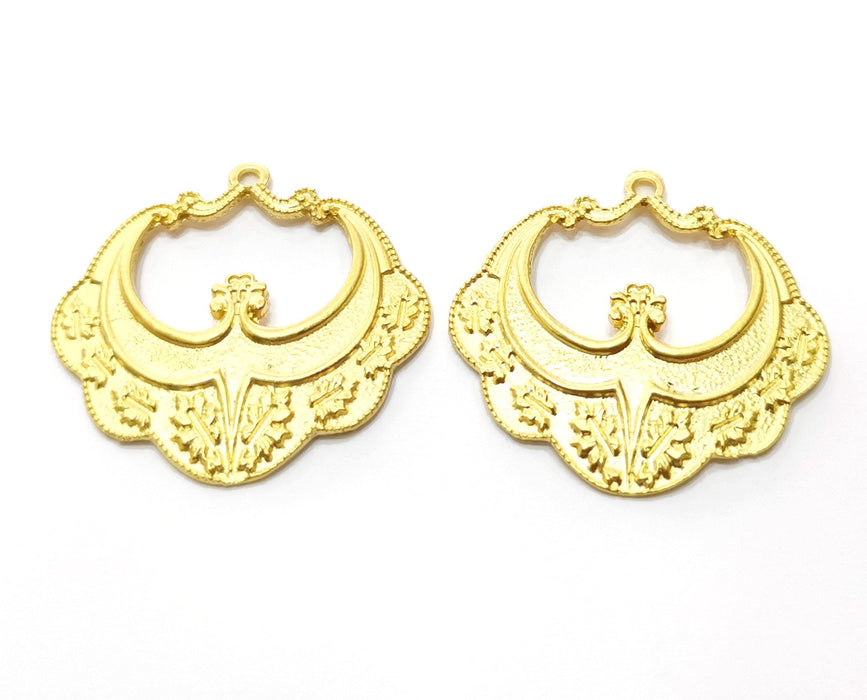 2 Gold Charms Gold Plated Charms  (37x37mm)  G18033