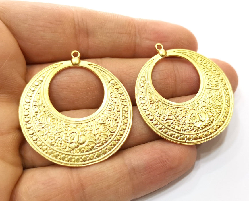 2 Gold Charms Gold Plated Charms  (42x38mm)  G18037