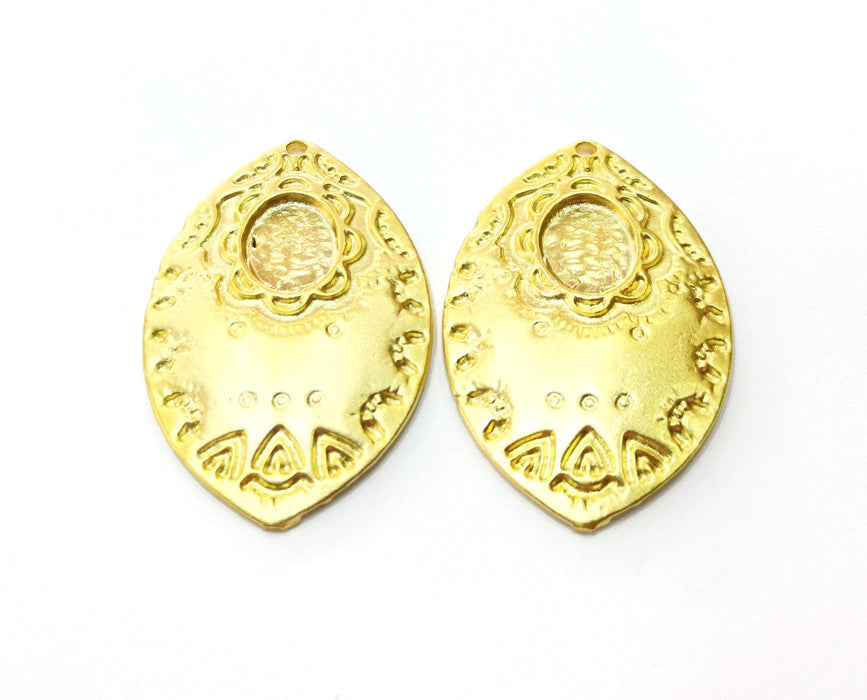 2 Gold Charms Gold Plated Charms  (38x25mm)  G18039