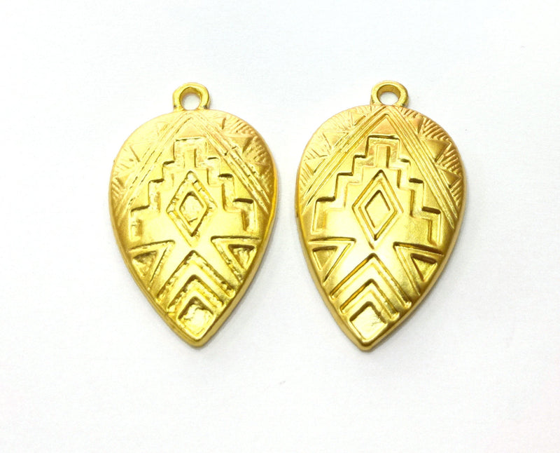 4 Gold Charms Gold Plated Charms  (30x18mm)  G18040