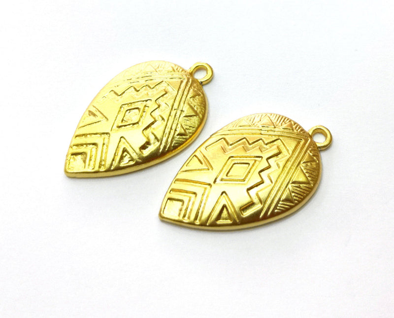 4 Gold Charms Gold Plated Charms  (30x18mm)  G18040
