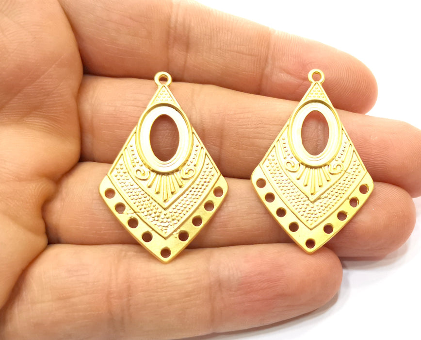 2 Gold Charms Gold Plated Charms  (41x26mm)  G18042