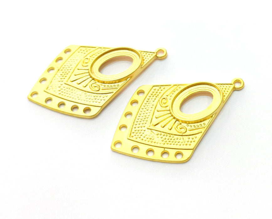 2 Gold Charms Gold Plated Charms  (41x26mm)  G18042