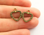 10 Heart Charms Antique Bronze Plated Charms  (19x16mm)  G18552