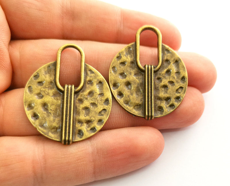 2 Antique Bronze Charms Antique Bronze Plated Charms (37x30mm)  G18553