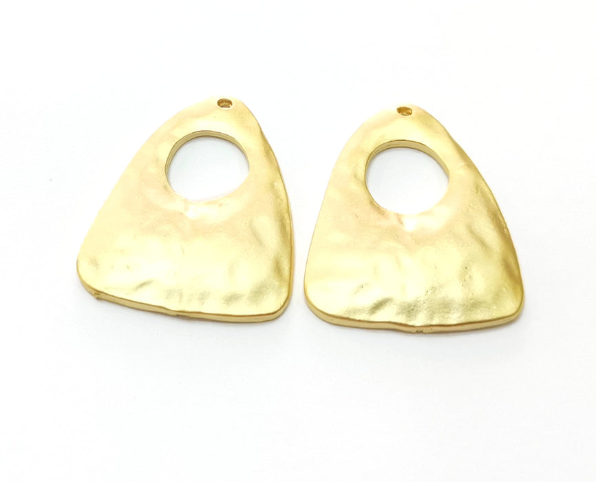 2 Gold Hammered Charms Gold Plated Charms  (30x24mm)  G18050