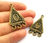 2 Antique Bronze Triangle Charms Connector Antique Bronze Plated Charms (47x26mm)  G18568