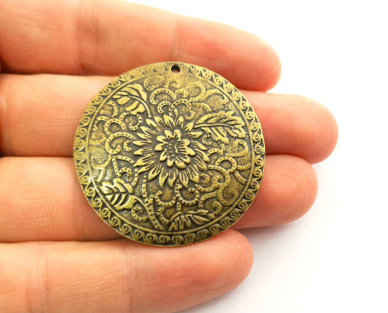 Antique Bronze Curved Flower Charms Antique Bronze Plated Charms (42mm) G18571