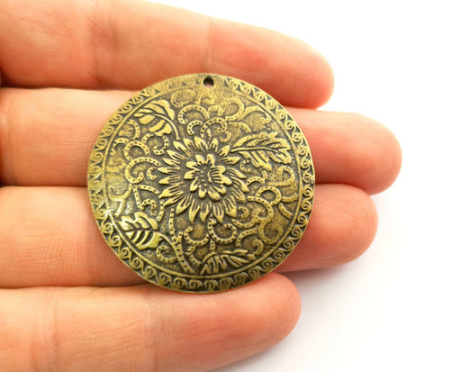 Antique Bronze Curved Flower Charms Antique Bronze Plated Charms (42mm) G18571