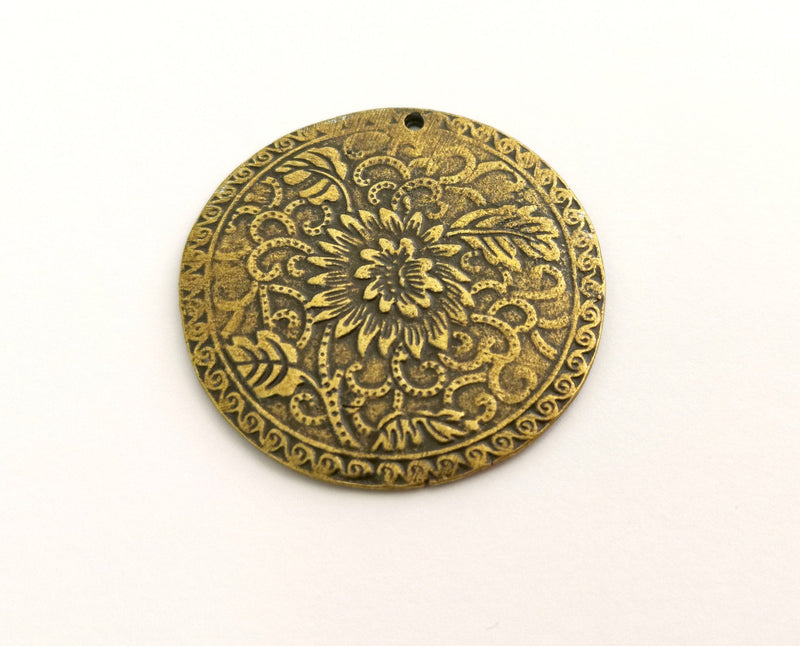 Antique Bronze Curved Flower Charms Antique Bronze Plated Charms (42mm) G18571