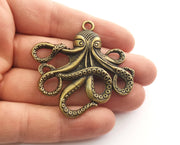 2 Octopus Charms Antique Bronze Plated Charms (54x56mm)  G18573