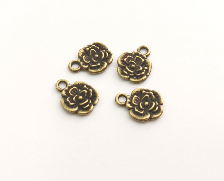 10 Flower Charms Antique Bronze Plated Charms (13x10mm)  G18575