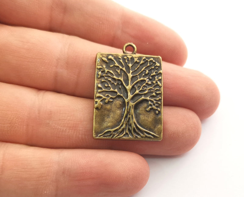 2 Antique Bronze Tree Charms Antique Bronze Plated Charms (31x22mm)  G18578