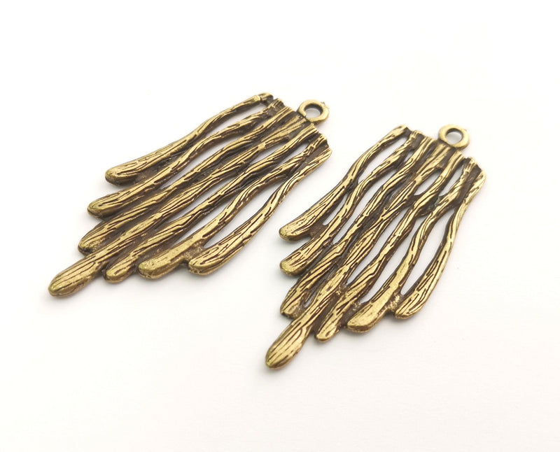 2 Antique Bronze Stalactites Charms Antique Bronze Plated Charms (57x25mm) G18580