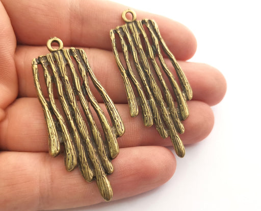 2 Antique Bronze Stalactites Charms Antique Bronze Plated Charms (57x25mm) G18580