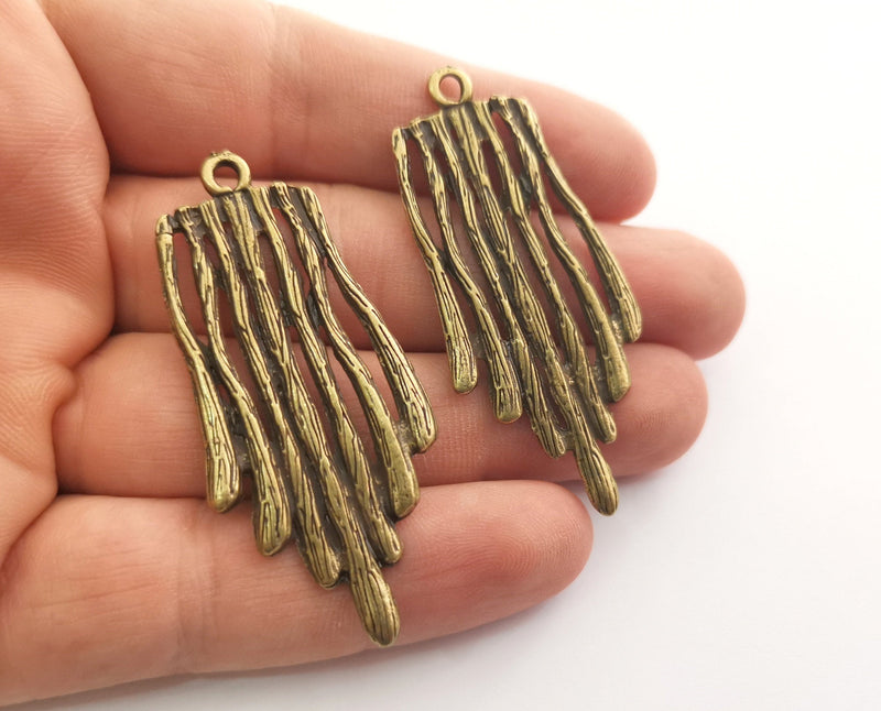 2 Antique Bronze Stalactites Charms Antique Bronze Plated Charms (57x25mm) G18580