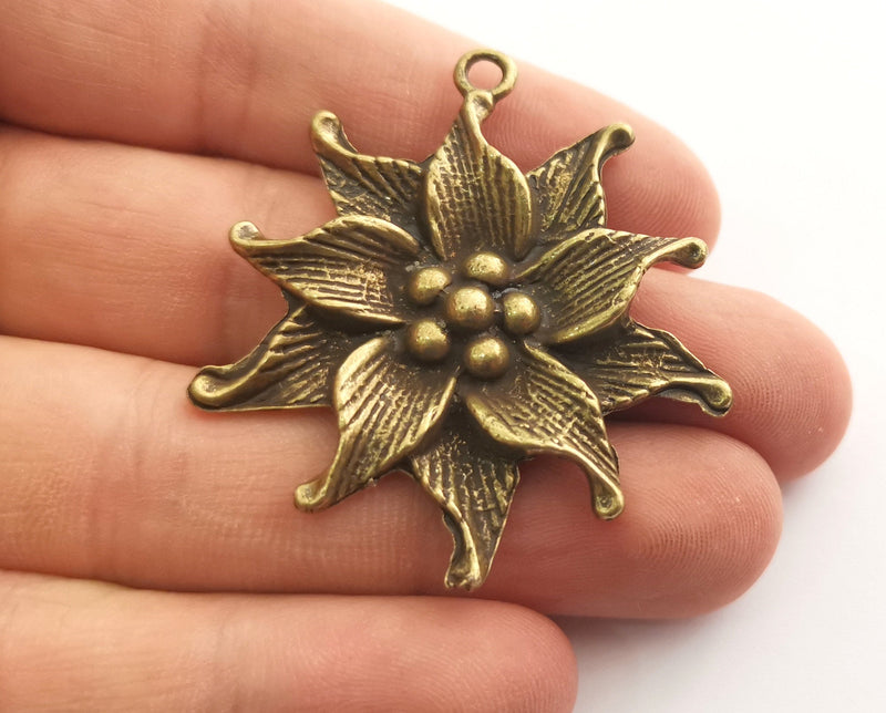 2 Lily Charms Antique Bronze Plated Charms (49x44mm)  G18583