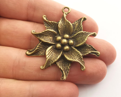 2 Lily Charms Antique Bronze Plated Charms (49x44mm)  G18583