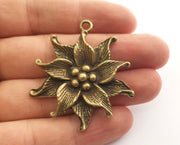 2 Lily Charms Antique Bronze Plated Charms (49x44mm)  G18583