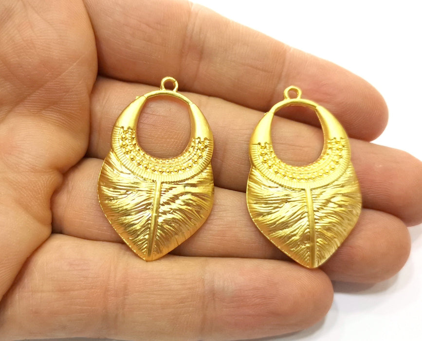 2 Gold Charms Gold Plated Charms (40x24mm) G18055