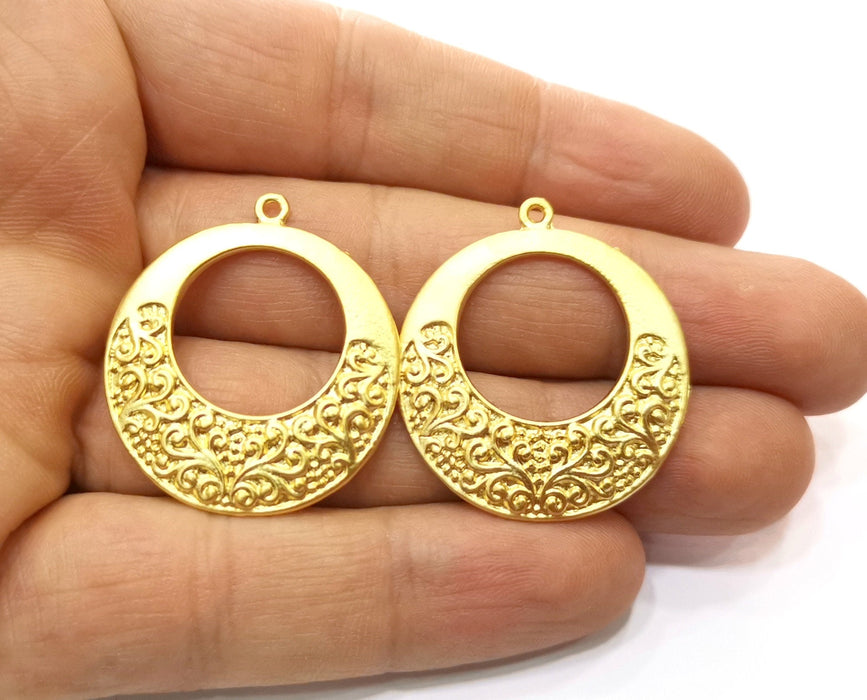 2 Gold Charms Gold Plated Charms (34x31mm) G18057