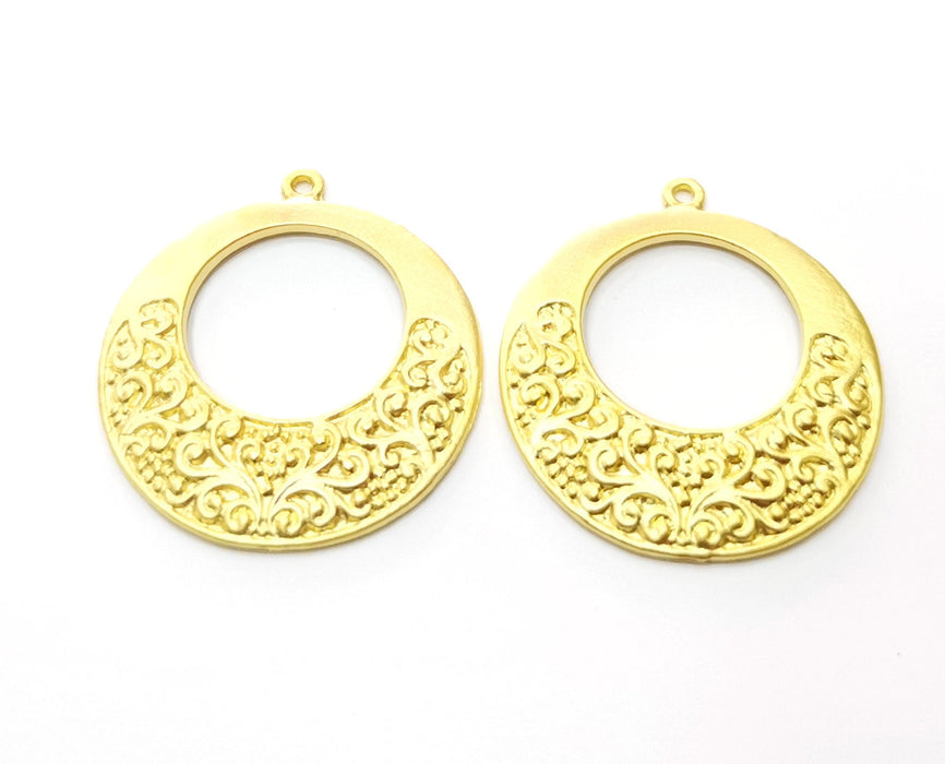 2 Gold Charms Gold Plated Charms (34x31mm) G18057