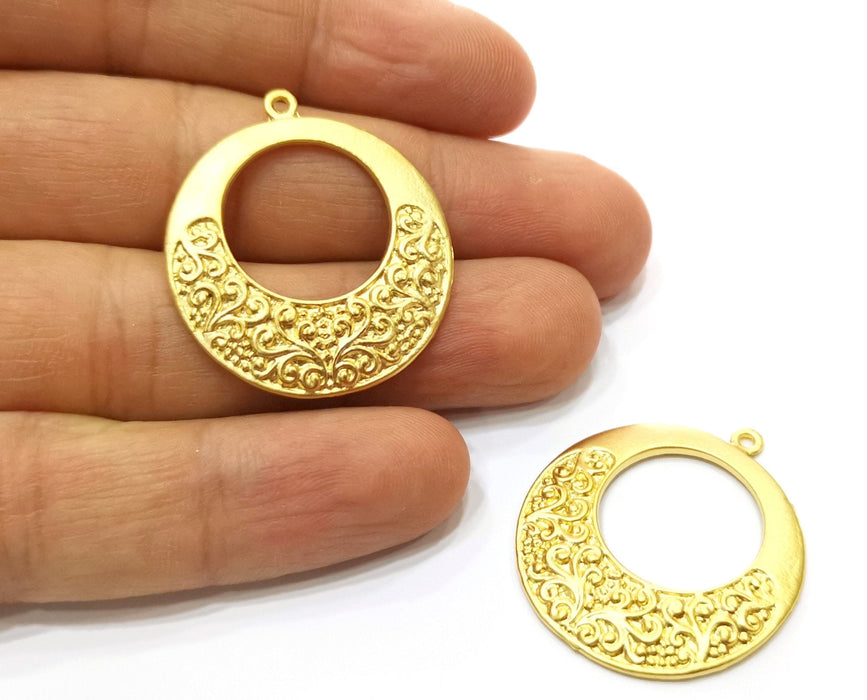 2 Gold Charms Gold Plated Charms (34x31mm) G18057