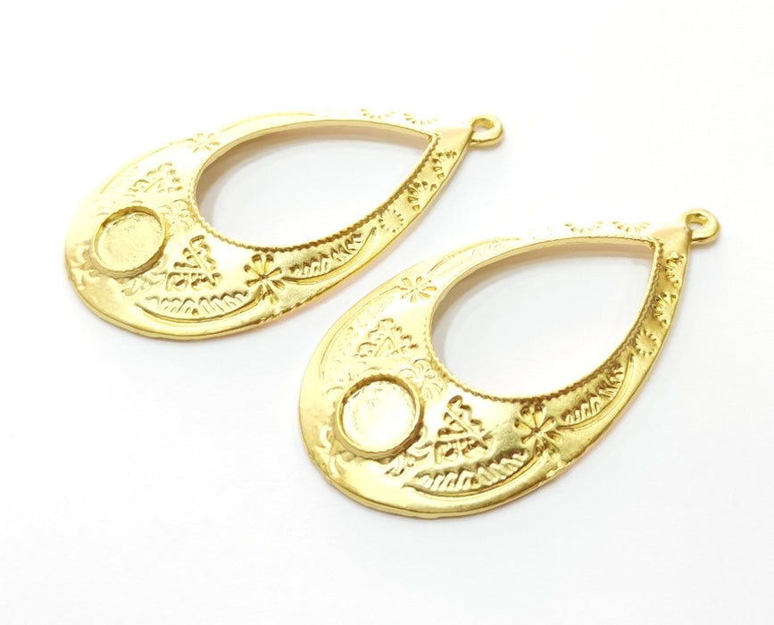 2 Gold Charms Gold Plated Charms (53x29mm) G18058