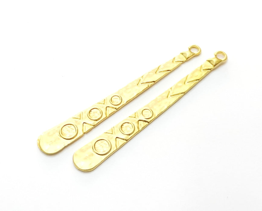 4 Gold Charms Gold Plated Charms (60x7mm) G18059