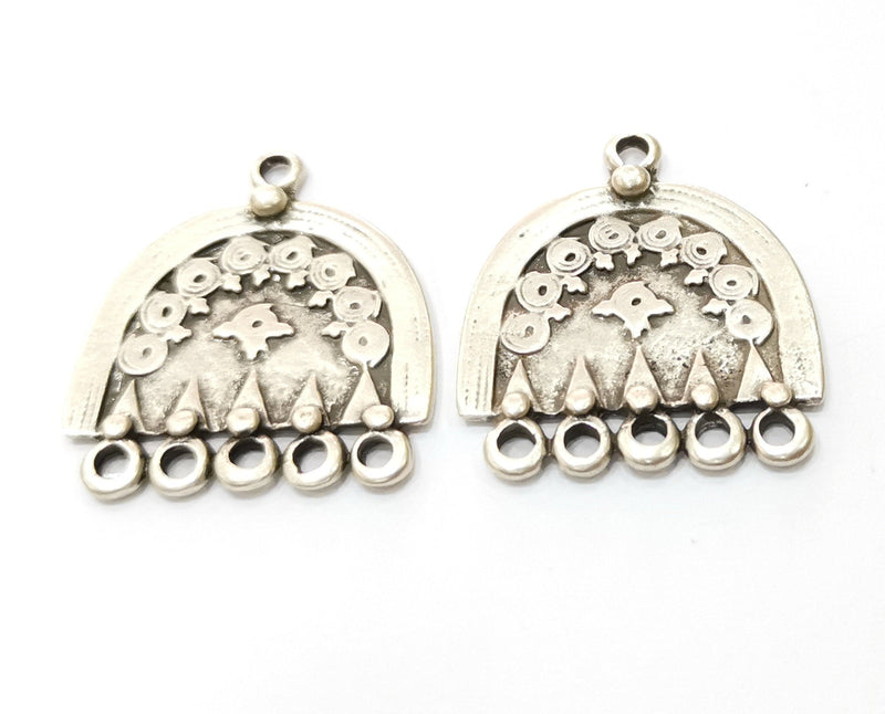 2 Silver Charms Antique Silver Plated Charms (33x30mm)  G18061