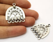 2 Silver Charms Antique Silver Plated Charms (33x30mm)  G18061