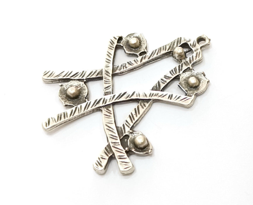 2 Silver Charms Antique Silver Plated Charms (53x41mm)  G18063