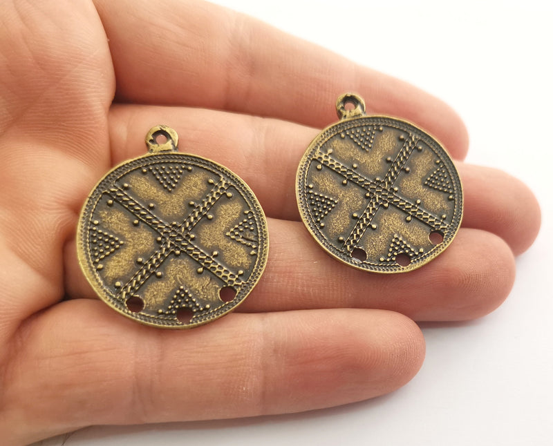 2 Antique Bronze Charms Connector Antique Bronze Plated Charms (36x30mm) G18588