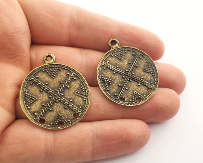 2 Antique Bronze Charms Connector Antique Bronze Plated Charms (36x30mm) G18588