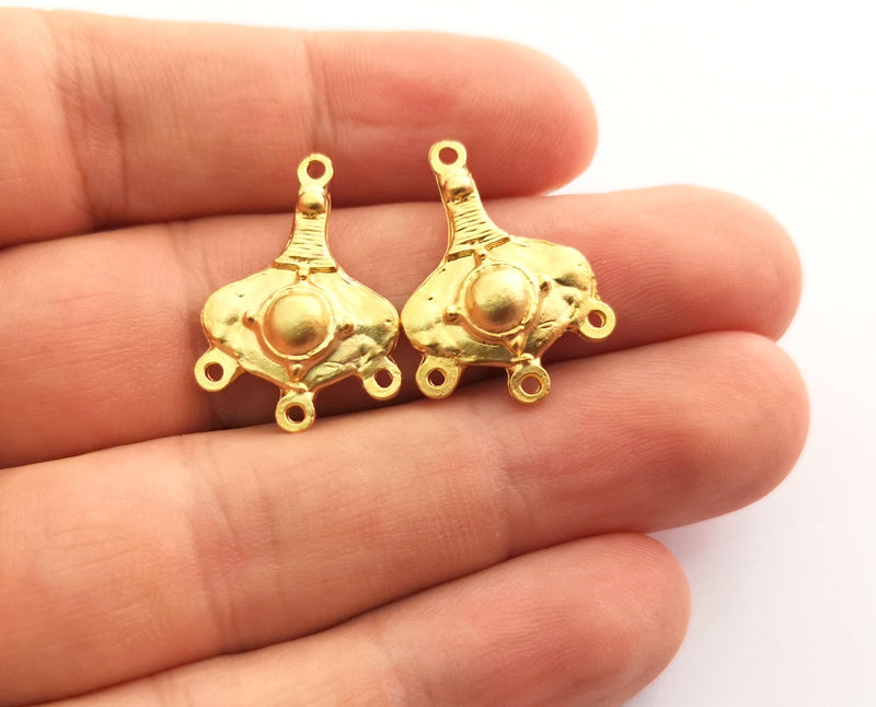 4 Gold Charm Connector Gold Plated Charm (25x18mm) G18592
