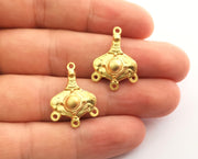 4 Gold Charm Connector Gold Plated Charm (25x18mm) G18592