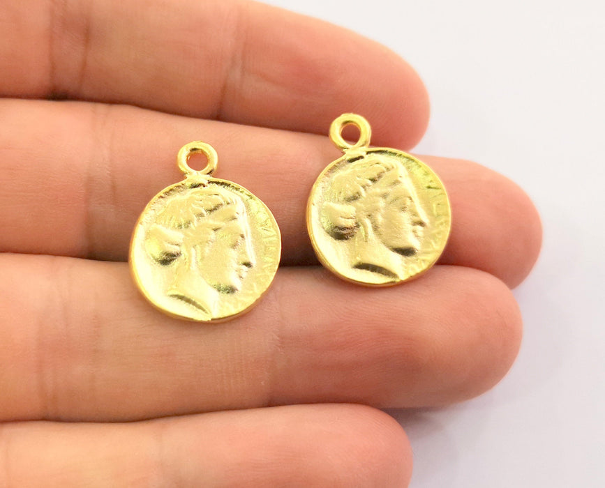 5 Coin Charms Gold Charms Gold Plated Charms  (22x17 mm)  G18593